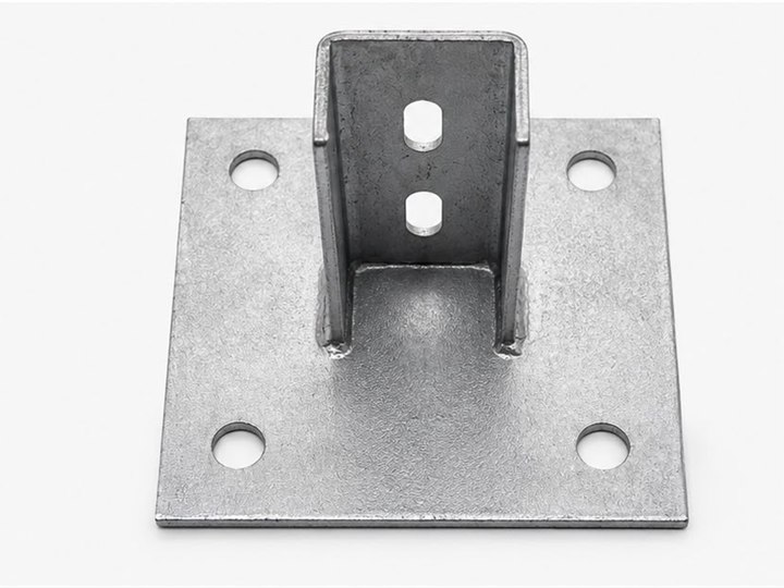 Galvanized base plate for strut channel uprights